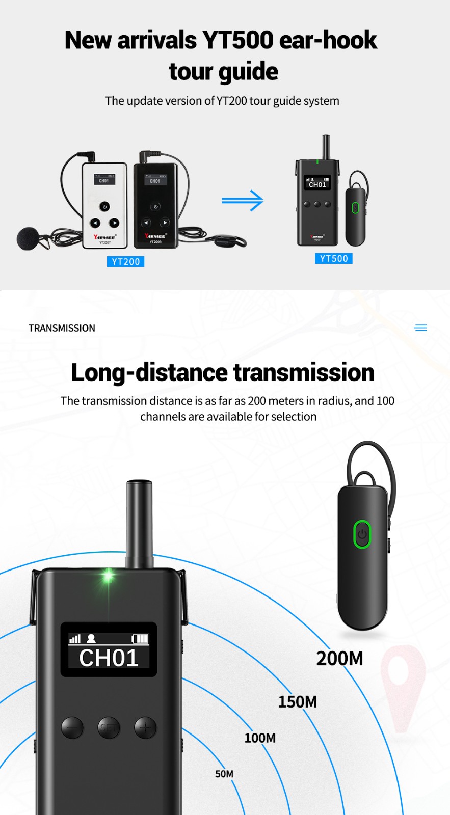 2.4G無線導游系統(tǒng)耳掛式接收器YT500